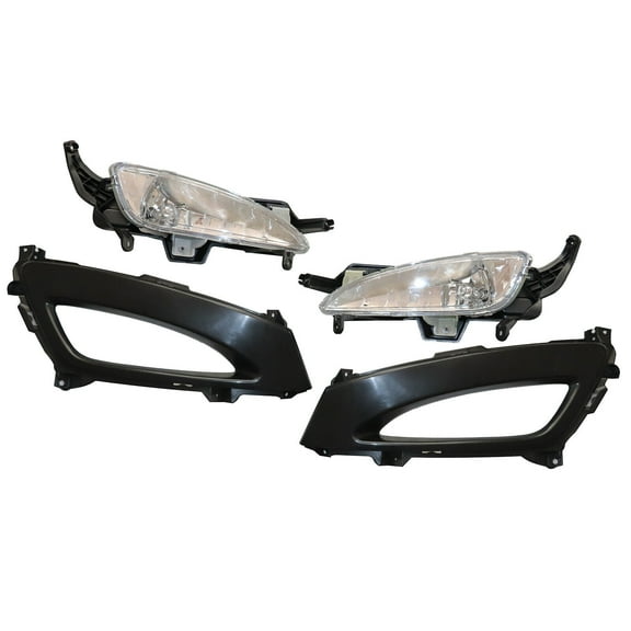 Miumaeov For 2011-2013 Kia Optima Front Bumper Driving Fog Lights Lamps w/ Covers Bezels LH RH