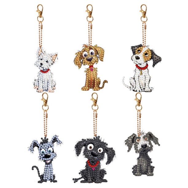 Llavero Con 6 Piezas Lindo Cachorro Forma Especial Creativa Doble Cara