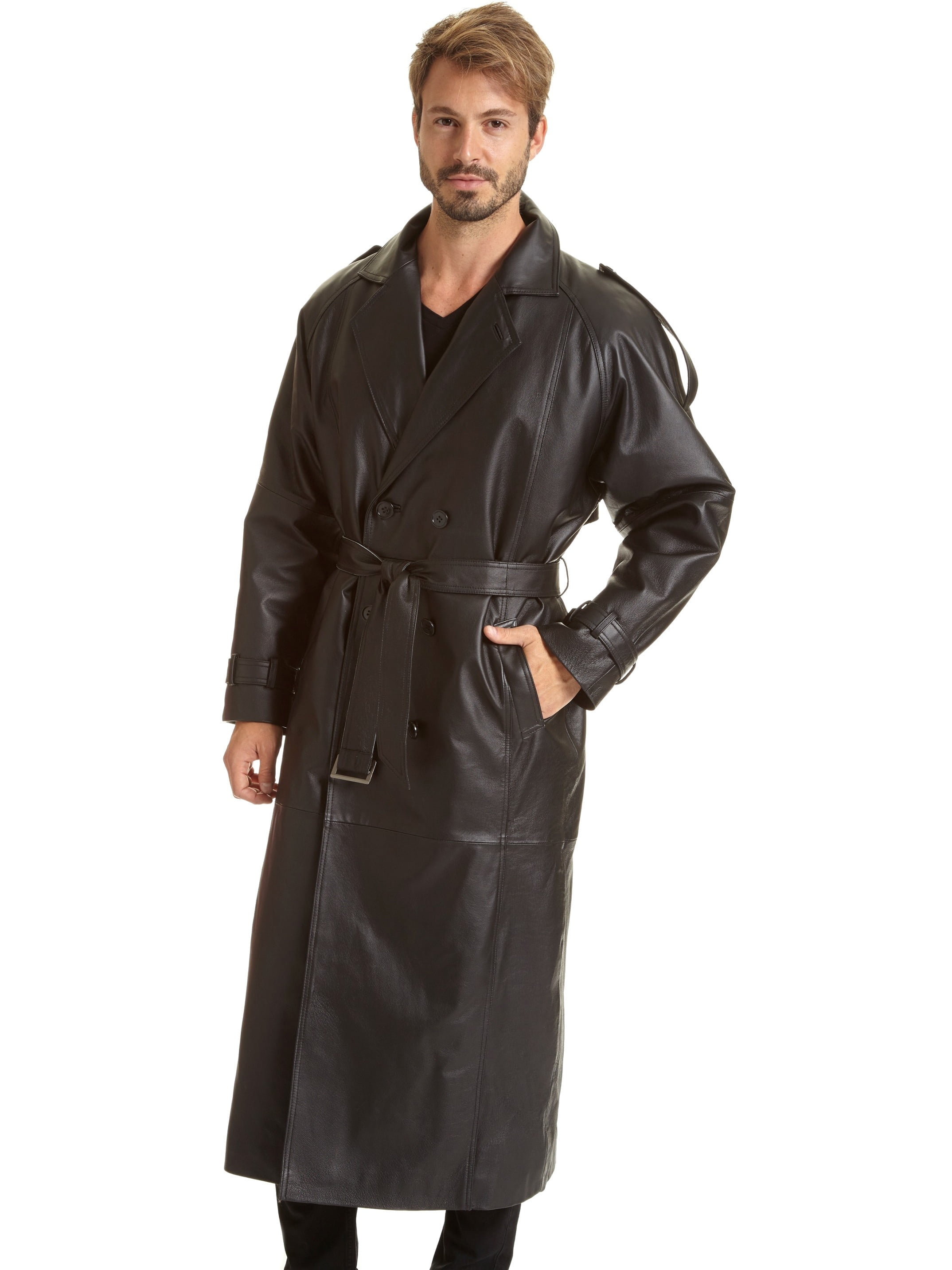 Excelled Mens Leather Trench Coat - Walmart.com