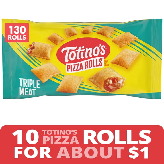 Totino's Pizza Rolls, Triple Meat Flavored, Frozen Snacks, 130 Rolls, 63.5 oz