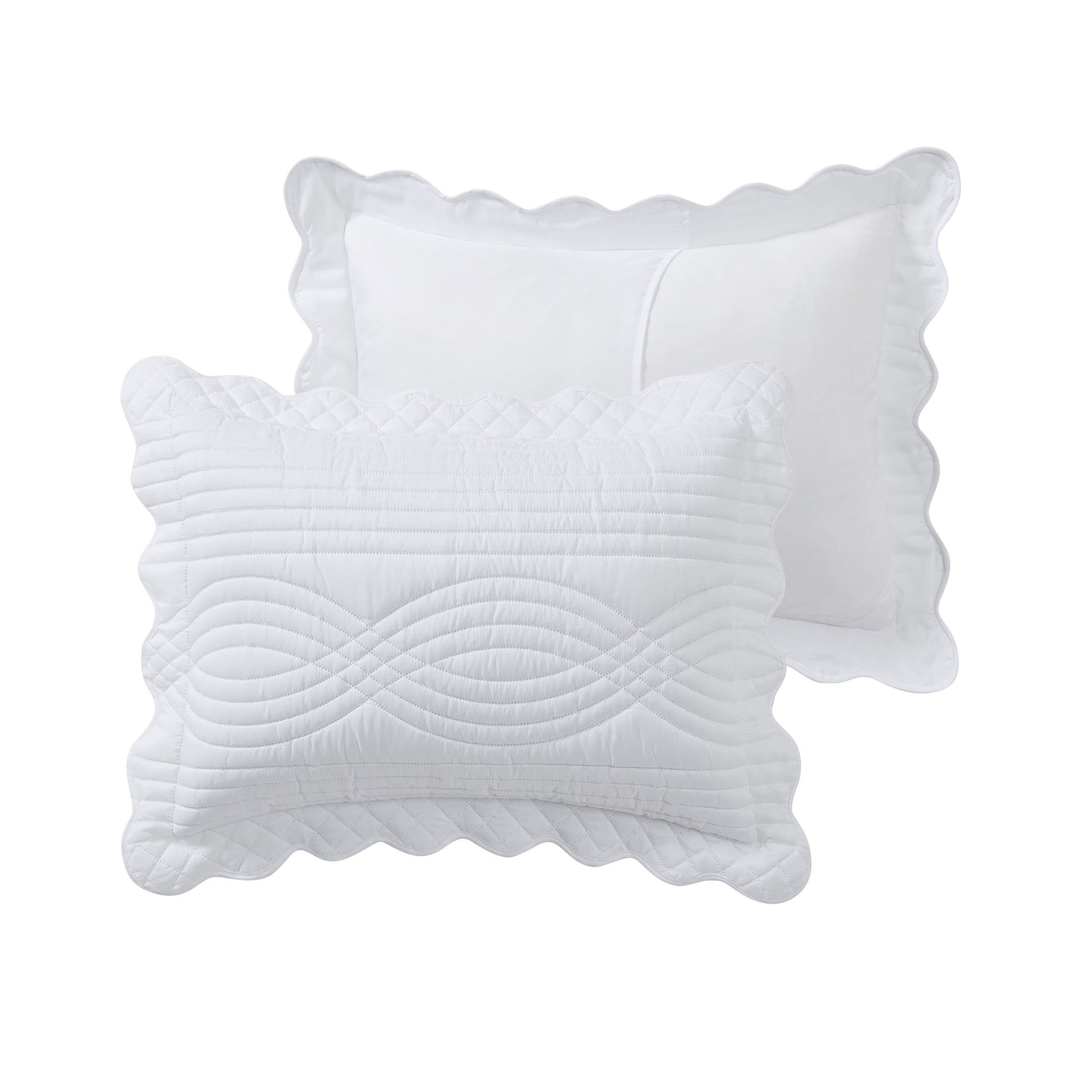 VCNY Home White Scallop 3-Piece Adult Microfiber Quilt Set, Full/Queen