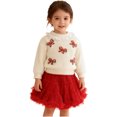 thumbnail image 2 of Posijego Toddler Girls Valentines Day Sweater Bowknot Long Sleeve Knit Crewneck Pullover Sweater Little Girl Tops, 2 of 9