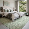 thumbnail image 2 of Toyoso 8'x10' Fresh Botanical Floral Rug, Large Traditional Bordered Light Sage Silicone Area Carpet, 0.25" Low Pile Machine Washable Non-Slip Floor Carpet for Dining Room & Living Room Space, 2 of 9