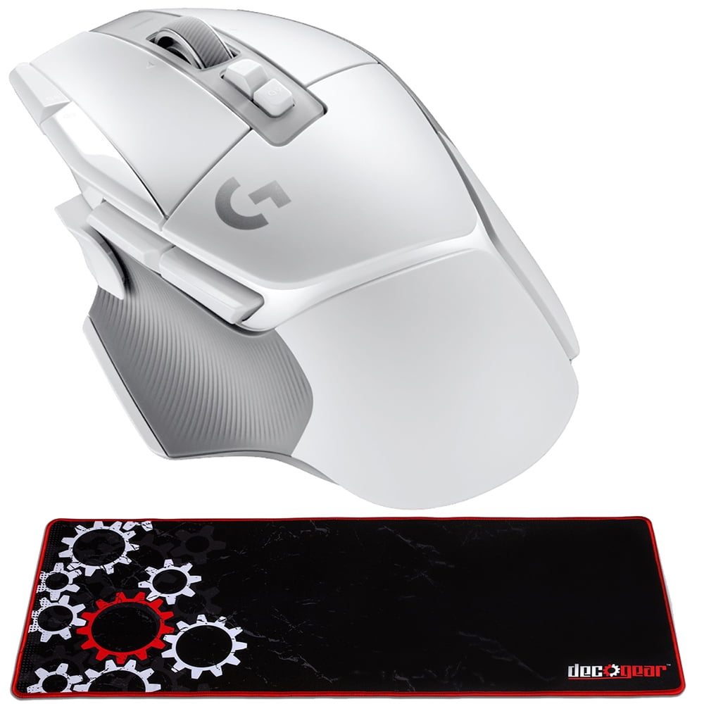 Logitech 910-006187 G502 X Lightspeed Wireless Gaming Mouse White Bundle with Deco Gear Large Extended Pro Gaming Mouse Pad Water Resistant Non-Slip 12 x 32 inch
