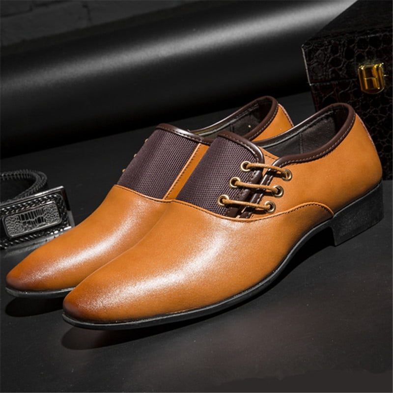Mens Fashion Leather Formal Shoes,Business Pointed Toe Shoes British Style Uniform Dress Shoes,Wedding Shoes,Casual Party,Brown,43
