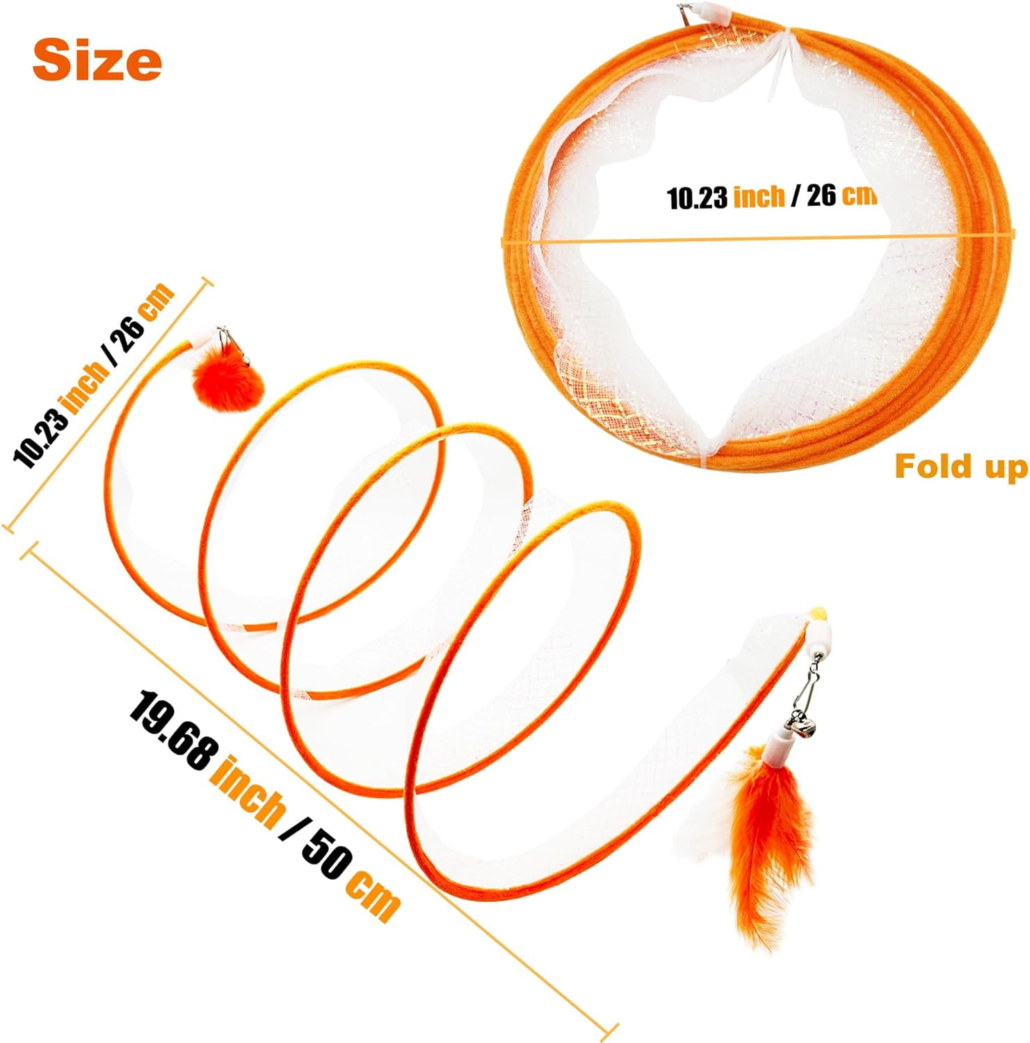 Self Play Cat Hunting Spiral Tunnel Toy, Folded Cat Spring Tunnel Toys for Indoor Cats (yellow2pcs)