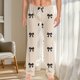 thumbnail image 1 of TaTaai Women's Fashion Bow Printed Pants, Elastic High Waist, Drawstring Design, Full Length, Pockets, Casual Yoga Sport Daily Wear Gift, 1 of 6