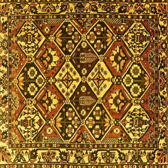 Ahgly Company Indoor Square Persian Yellow Traditional Area Rugs, 7' Square