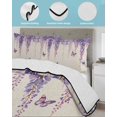 thumbnail image 4 of Wisteria King Size Down Alternative Comforter,Lightweight Comforter Quilt Bedding Set with Pillow Shams Spring Purple Flowers Butterflies Vintage Beige All Seasons Bed Comforter Duvet Insert 96"x106", 4 of 7