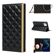 Crossbody Wallet Case for iPhone 11 6.1 inch 2019, Allytech PU Leather Anti-Lost Neck Shoulder Long Strap Lanyard Flip Stand Card Slots Hidden Mirror Handbag Cover for iPhone 11, Black