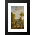 thumbnail image 2 of Hubert Robert 10x14 Black Modern Framed Museum Art Print Titled - View of a Walled Garden Courtyard, with a Woman Feeding Chickens and Other Figures in the Foreground, 2 of 5