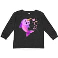 thumbnail image 3 of Inktastic Valentine's Day Cute Pink Narwhal with Hearts Boys or Girls Long Sleeve Toddler T-Shirt, 3 of 5