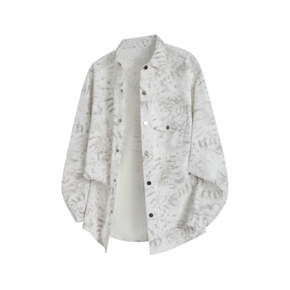 Xzbqbs Mens Graphic Shirts Button Down Long Sleeve Loose Fit Shacket Casual Fashion Lightweight Y2k Hip Hop Streetwear Shirts