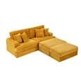 thumbnail image 6 of 82" Oversized Corduroy Sofa for Living Room, 3-Seater Soft Corduroy Upholstery Couch with 2 Storage Ottoman, Modern Comfy Sofa with 4 Toss Pillows for Apartment or Office, Orange, 6 of 8