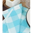 thumbnail image 5 of PurpleEssences Waffle Weave Check Plaid Kitchen Towels, 100% Cotton, 15x25, 4-Pack, Aqua Blue/White, 5 of 6