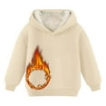 thumbnail image 2 of Youth Boys Girls Winter Sherp𝐚 Lined Hoodie Kid's Fleece Pullover Hooded Sweatshirt Thicken Basic Solid Cotton Hoodie, 2 of 4