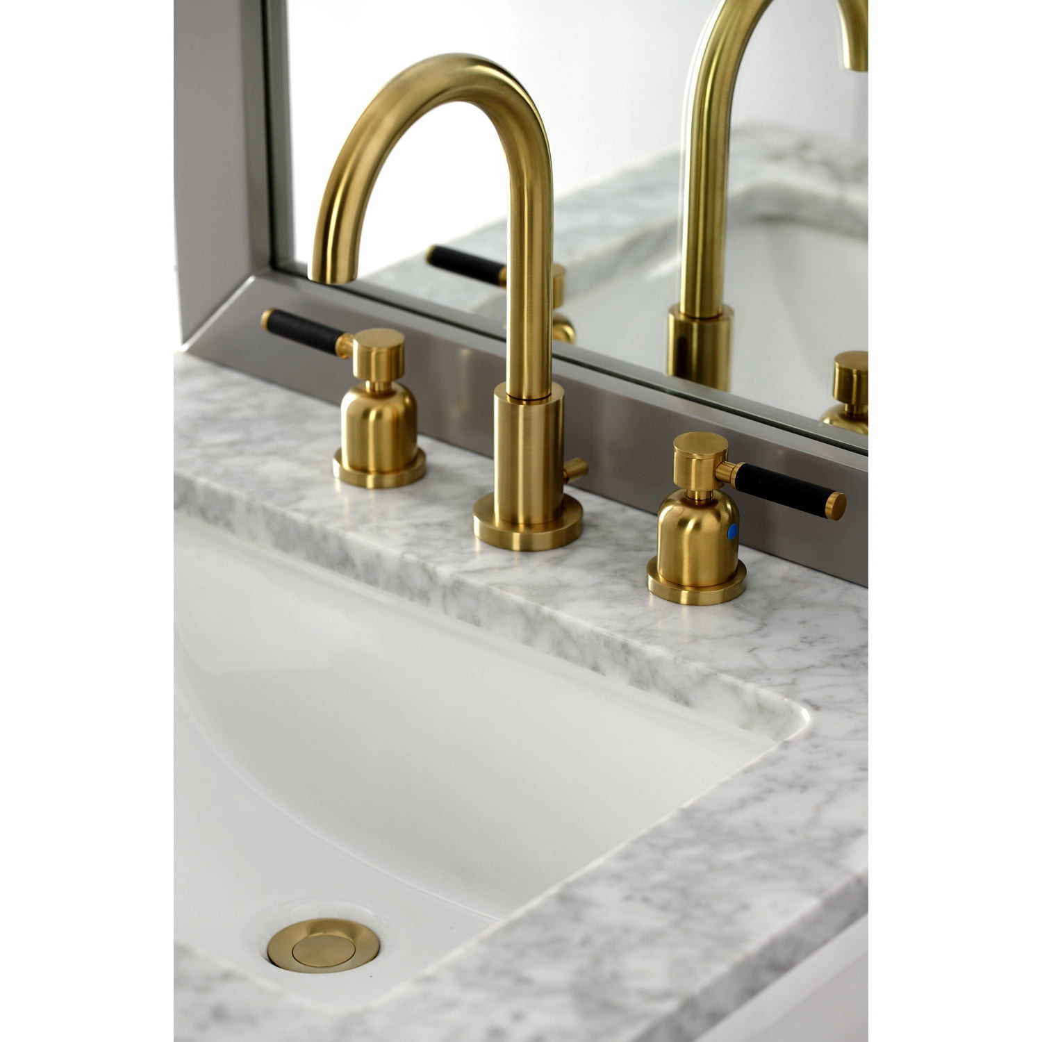 Kingston Brass KB962FL Widespread Bathroom Faucet, Polished Brass
