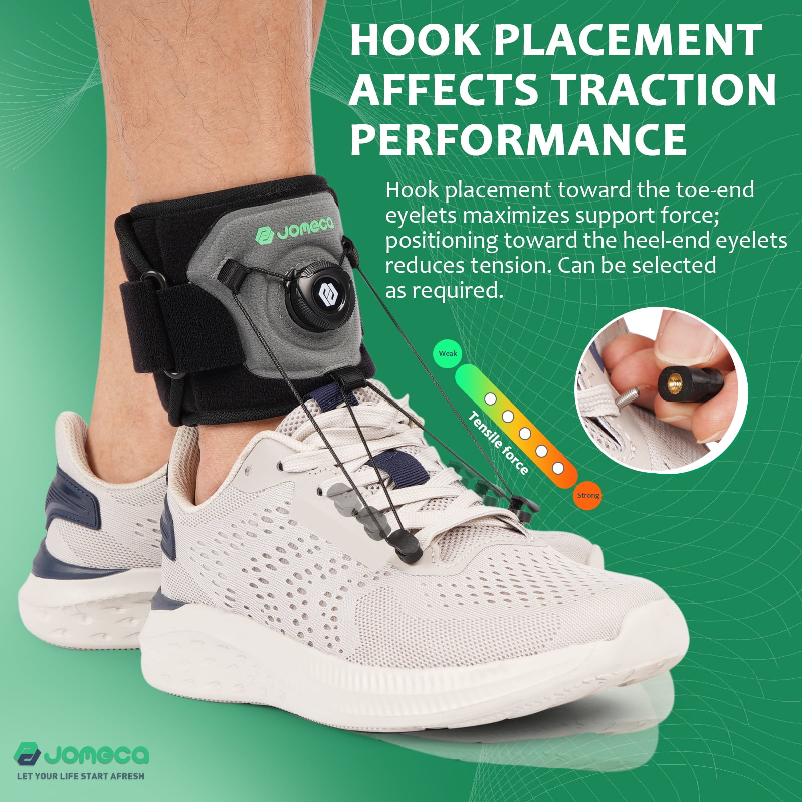 Adjustable Drop Foot Brace with Rotary Knob AFO Ankle Foot Orthosis for Dorsiflexion Support Foot Drop Prevention Foot Drop Brace for Walking Shoe Eyelet Hook Attachment (1 Pack)