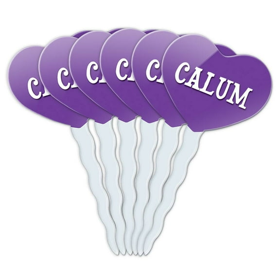 Calum Heart Love Cupcake Picks Toppers - Set of 6