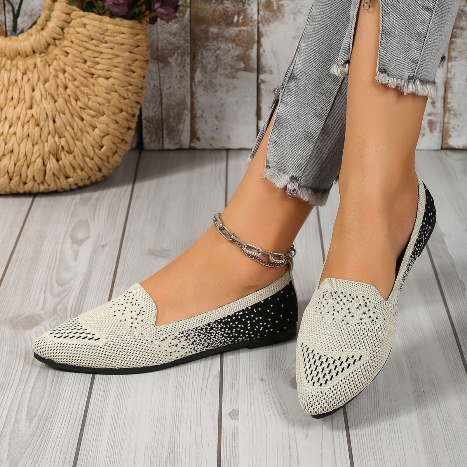 adviicd Womens Shoes Loafers for Women Flats Shoes Womens Slip On Comfortable Flats Fashion Shoes Beige 40