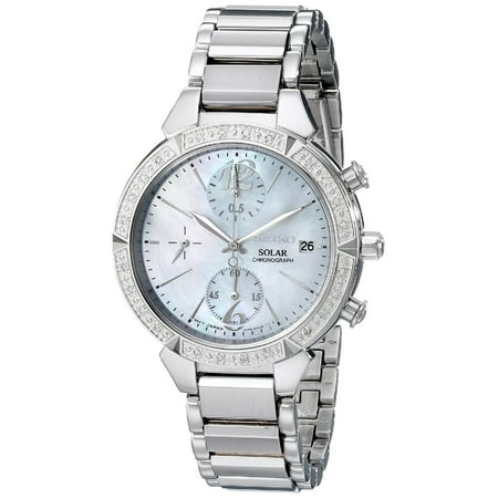 Seiko Womens Solar Stainless Steel Case and Bracelet Pearl Dial Silver Watch - SSC867