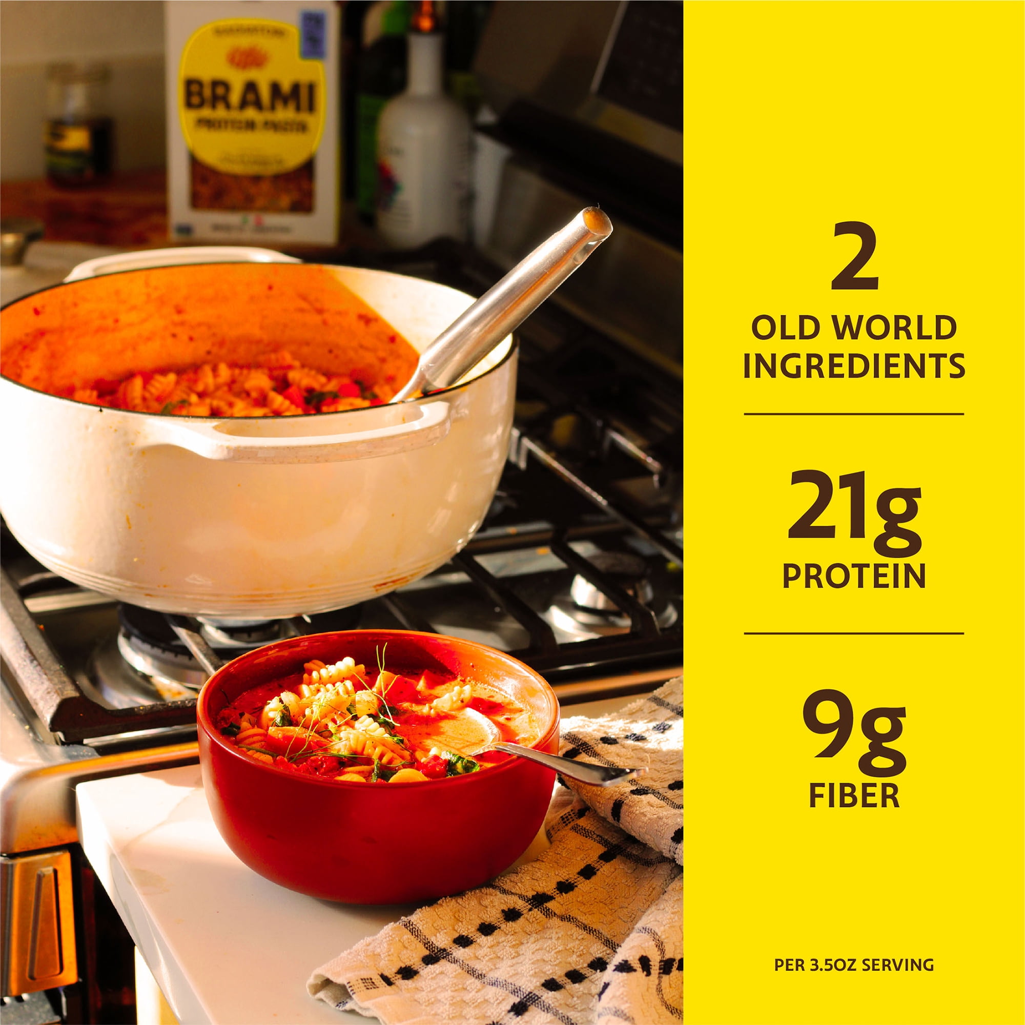 (2 pack) Brami Radiatori High Protein Pasta, 21g Protein, High Fiber, Shelf-Stable Noodles, 12 oz Box