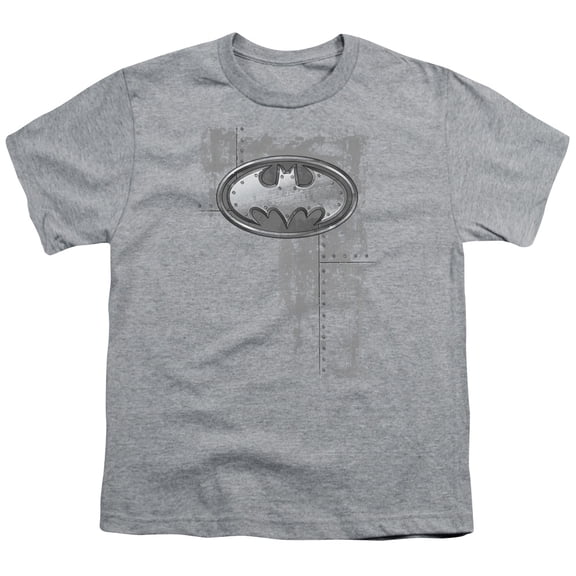 Batman - Rivited Metal Logo - Youth Short Sleeve Shirt - Large
