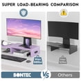 thumbnail image 5 of BONTEC Dual Monitor Stand Riser with Smartphone Holder, Adjustable Length & Swivel Angle, Ergonomic Wooden Desktop Organizer for PC Monitor, Laptop, Printer, Large Storage, Purple, 5 of 7