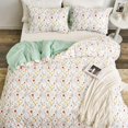 thumbnail image 5 of Funda de edredón floral tamaño Queen 3 piezas, funda de edredón Flower Queen con 2 fundas de almohada, juego de cama suave para todas las estaciones, transpirable, cierre de cremallera, Queen (90 x 90, 5 of 5