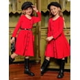 thumbnail image 4 of Oudiya Girls Button Down Dresses Midi Long Sleeve A-line Casual Dress with Pockets, 4-14Y, 4 of 7