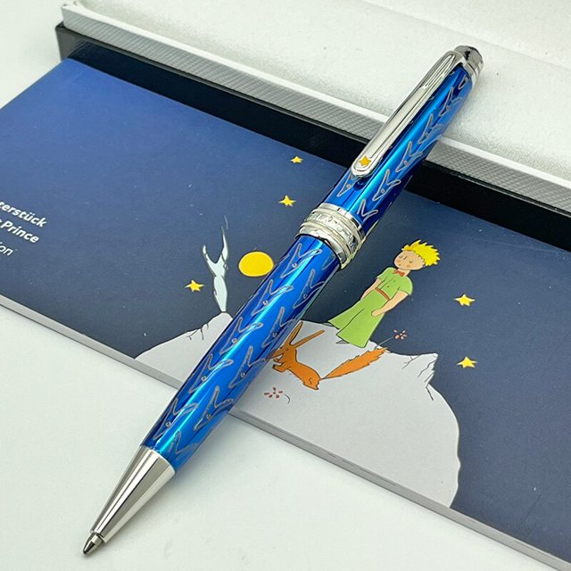 Pluma estilográfica MB Little Prince and Fox 163 azul oscuro Rollerball, papelería con número de serie