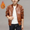 thumbnail image 3 of Bixock Fall/Winter Toddler Boys and Girls Fleece Leather Jackets,Kids Windproof Waterproof Warm Jackets,Children's Jackets Unisex Leather Stand Collar Motorcycle Style Single Lining Outerwear Jackets, 3 of 4