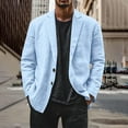 thumbnail image 3 of Evdexr Linen Blazer Mens Big and Tall Button Down Dress Shirts Cotton Striped Business Suits Casual Long Sleeve Loose Fit Stretch Jackets Light Blue S, 3 of 6