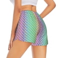 thumbnail image 3 of Bixox Women's Rainbow Peacock Feathers pattern 2 in 1 Running Shorts - Lightweight Athletic Workout Gym Yoga Shorts Liner with Pockets - X-Large, 3 of 5