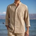 thumbnail image 2 of KKBOTIVE Mens Casual Striped Dress Shirts Stylish Long Sleeve Cozy Button Down Classic Shirt Men's Fashion Khaki Size: M, 2 of 5