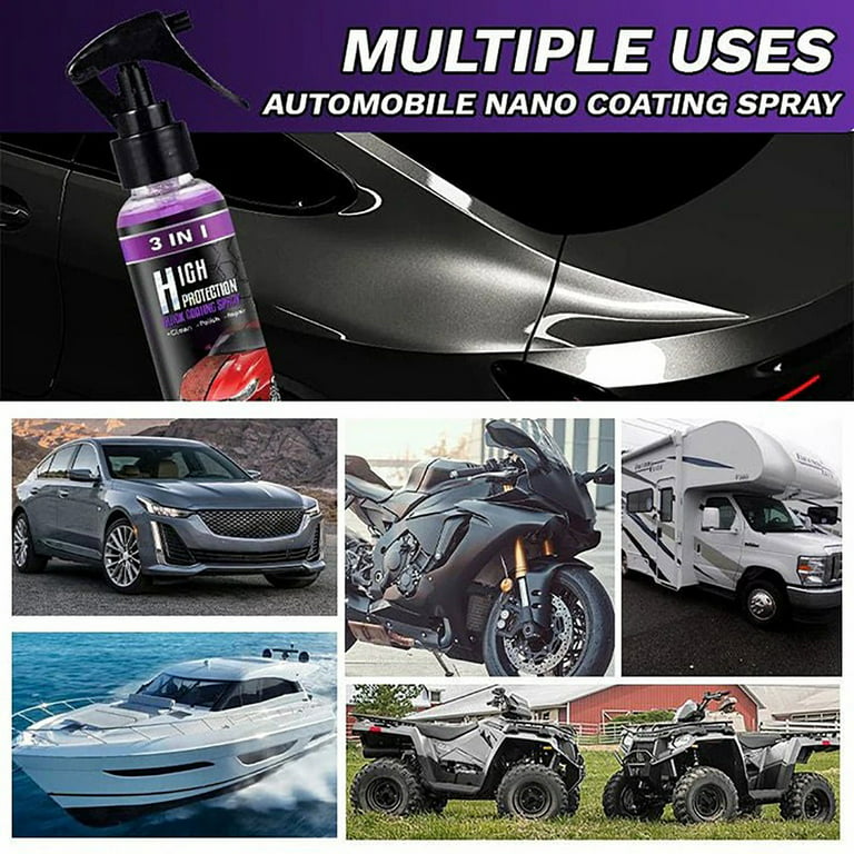 3 in 1 High Protection Fast Car Ceramic Coating Spray, Plastic Parts Refurbishe Agent, Fast Fine Scratch Repair, Fast Car Coating, Car Scratch Nano