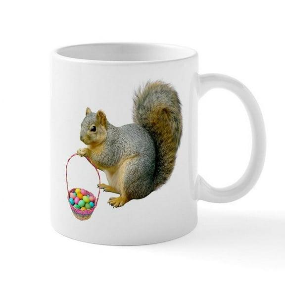 CafePress - Squirrel Easter Basket Mug - 11 oz Ceramic Mug - Novelty Coffee Tea Cup