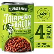 (4 Cans) Serious Bean Co Dude Perfect Jalapeno and Bacon Pinto Beans, Mild Heat, 15.75 oz