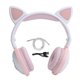thumbnail image 1 of Lindo Oreja de Gato Brillante Auriculares Bluetooth Inalámbricos HIFI Deportes Auriculares Plegables con Luz Led Rosa Blanco, 1 of 5