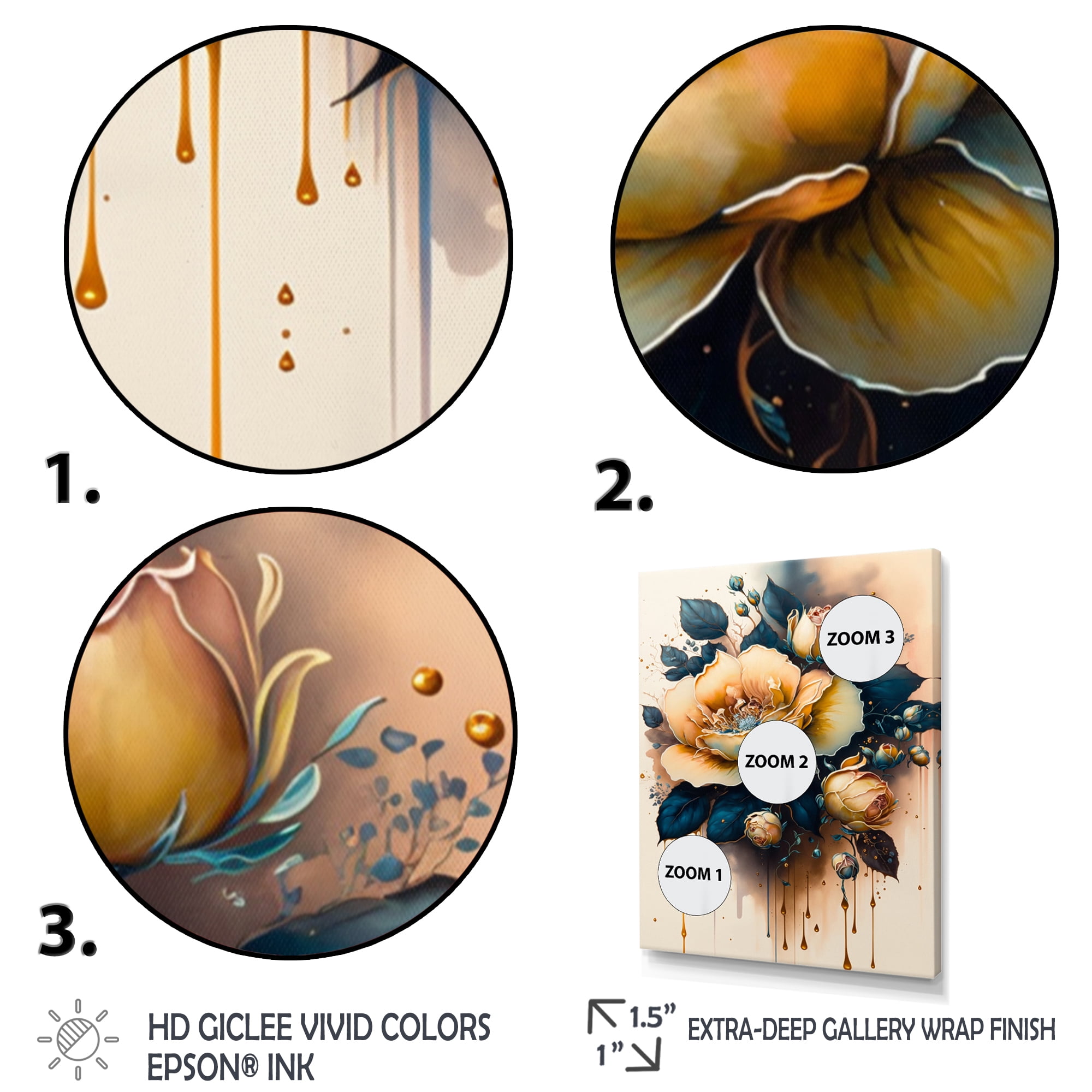 Designart Yellow And Blue Roses III Canvas Wall Art