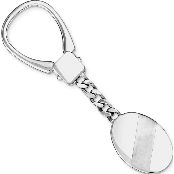 Sterling Silver Rhodium Plated Brushed & Polished Key Chain Made In Italy qq498