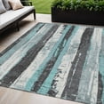 thumbnail image 2 of HomeRoots 623498 5 x 8 ft. Teal, Blue & Gray Striped Washable Transitional Indoor & Outdoor Rectangle Area Rug, 2 of 9
