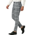 thumbnail image 5 of INSPIRE CHIC Men's Plaid Dress Pants Slim Fit Checked Printed Trousers 36 Gray, 5 of 7
