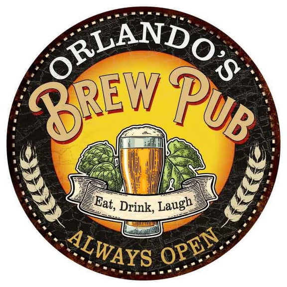 ORLANDO'S Beer Pub Man Cave Metal Sign Home Decor 14 inch Round 100140025423