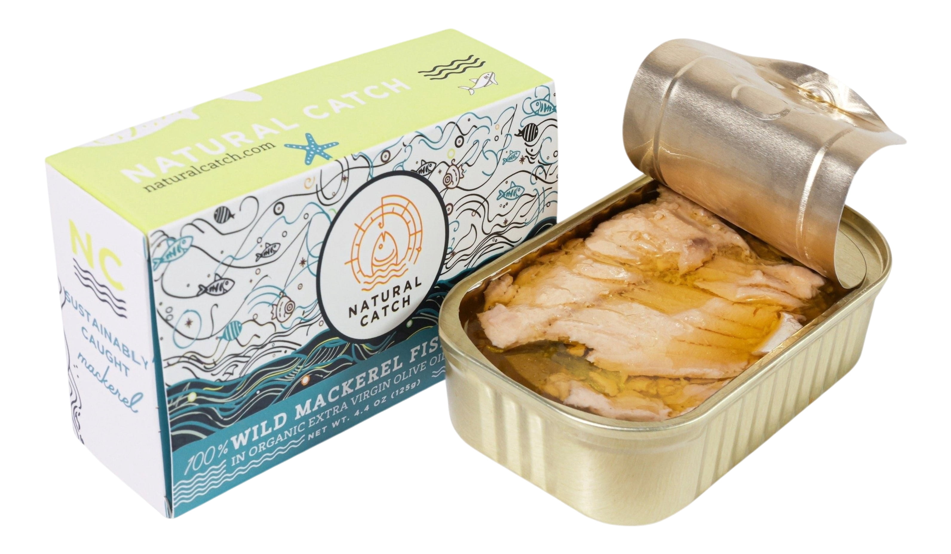 (2 pack) Natural Catch Wild Mackerel in Organic Extra Virgin Olive Oil 4.4 oz