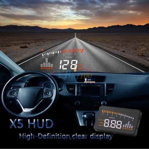 5.5" Car HUD Head-Up Display OBD2 Dashboard Speedometer Projector Speed Warning 