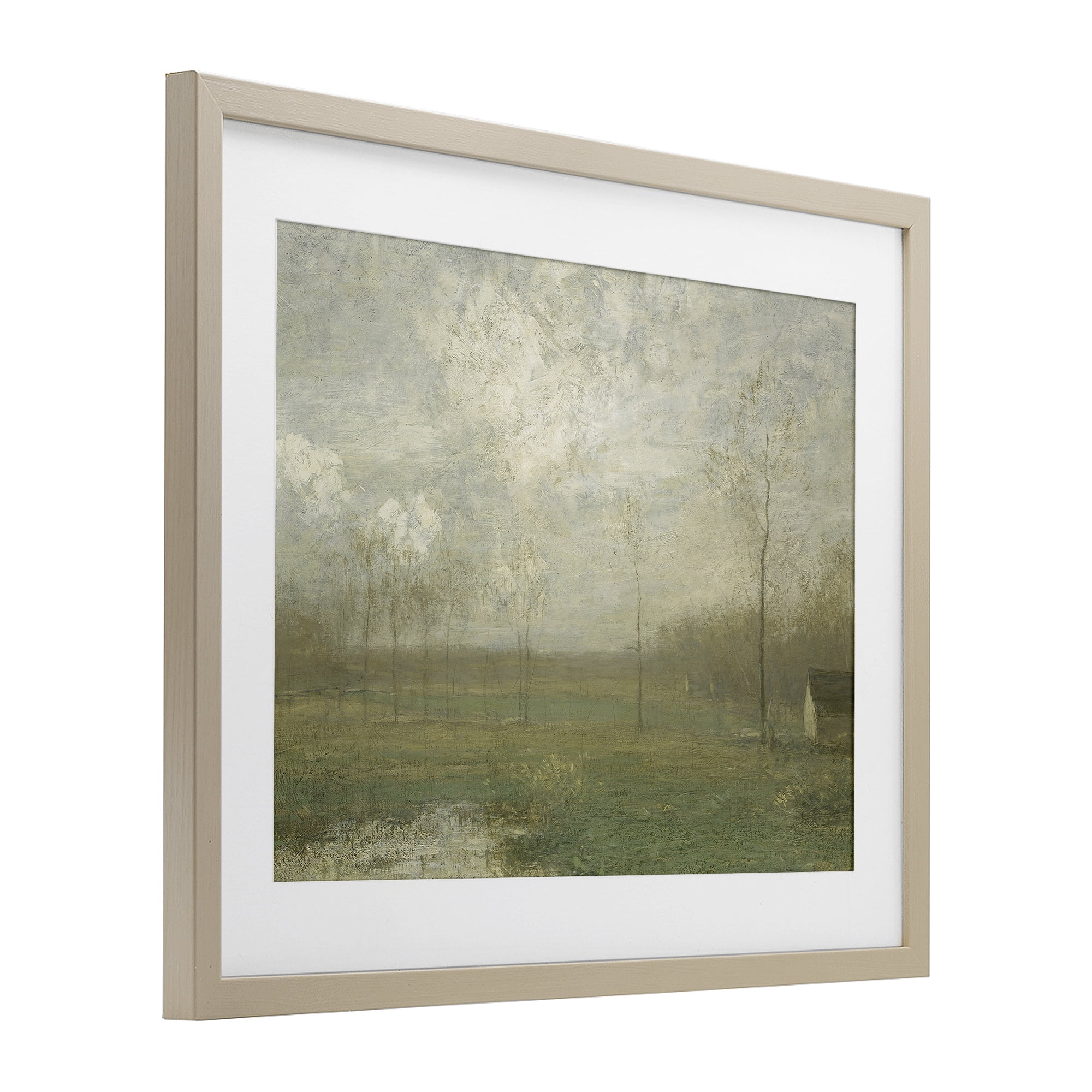 Hazy Farmland View Birch Framed Print Under Glass, design by Lettered and Lined