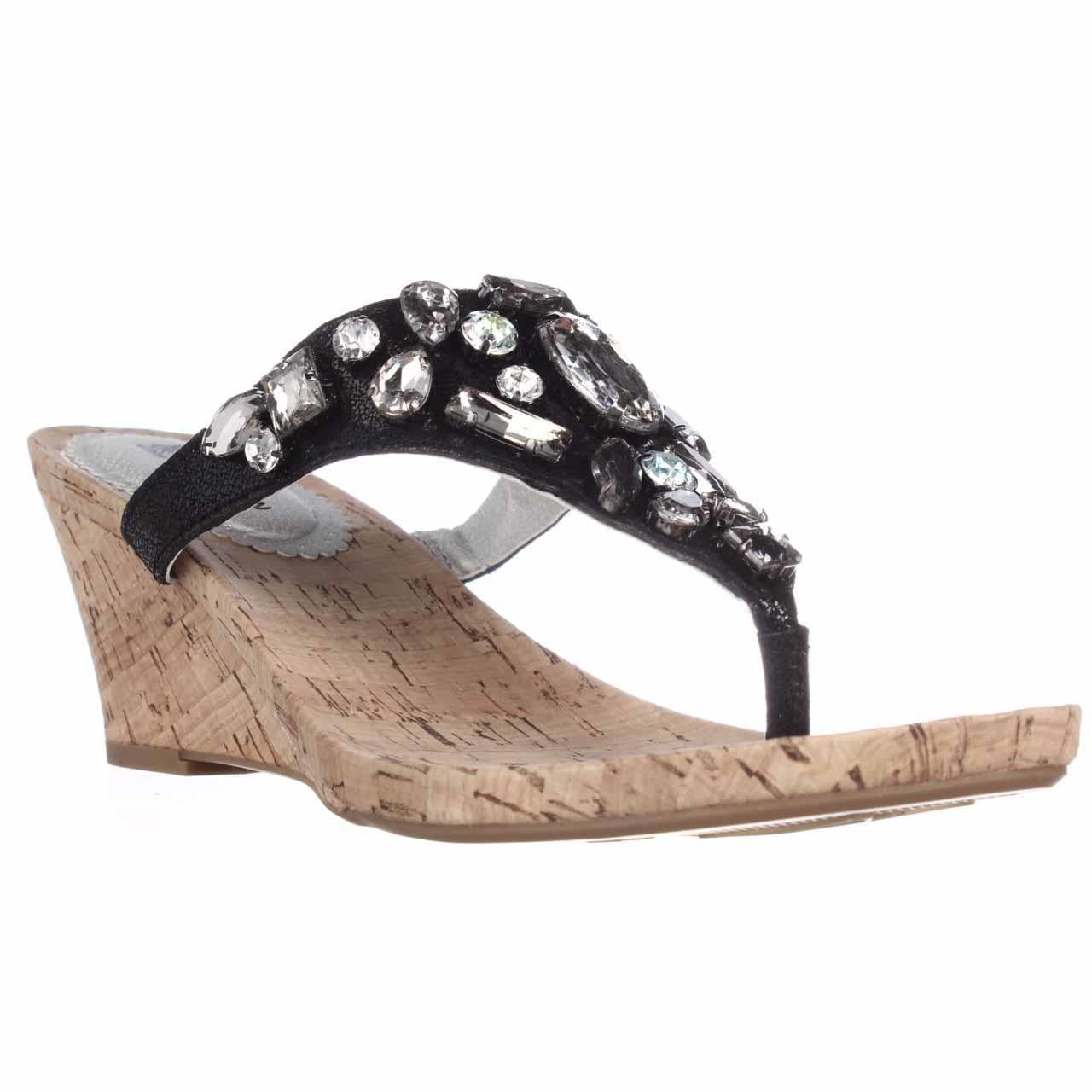 white mountain jeweled thong sandals