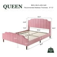 thumbnail image 6 of Amolife Queen Size Upholstered Platform Bed Frame with Curved Velvet Wingback Headboard, Pink, 6 of 6
