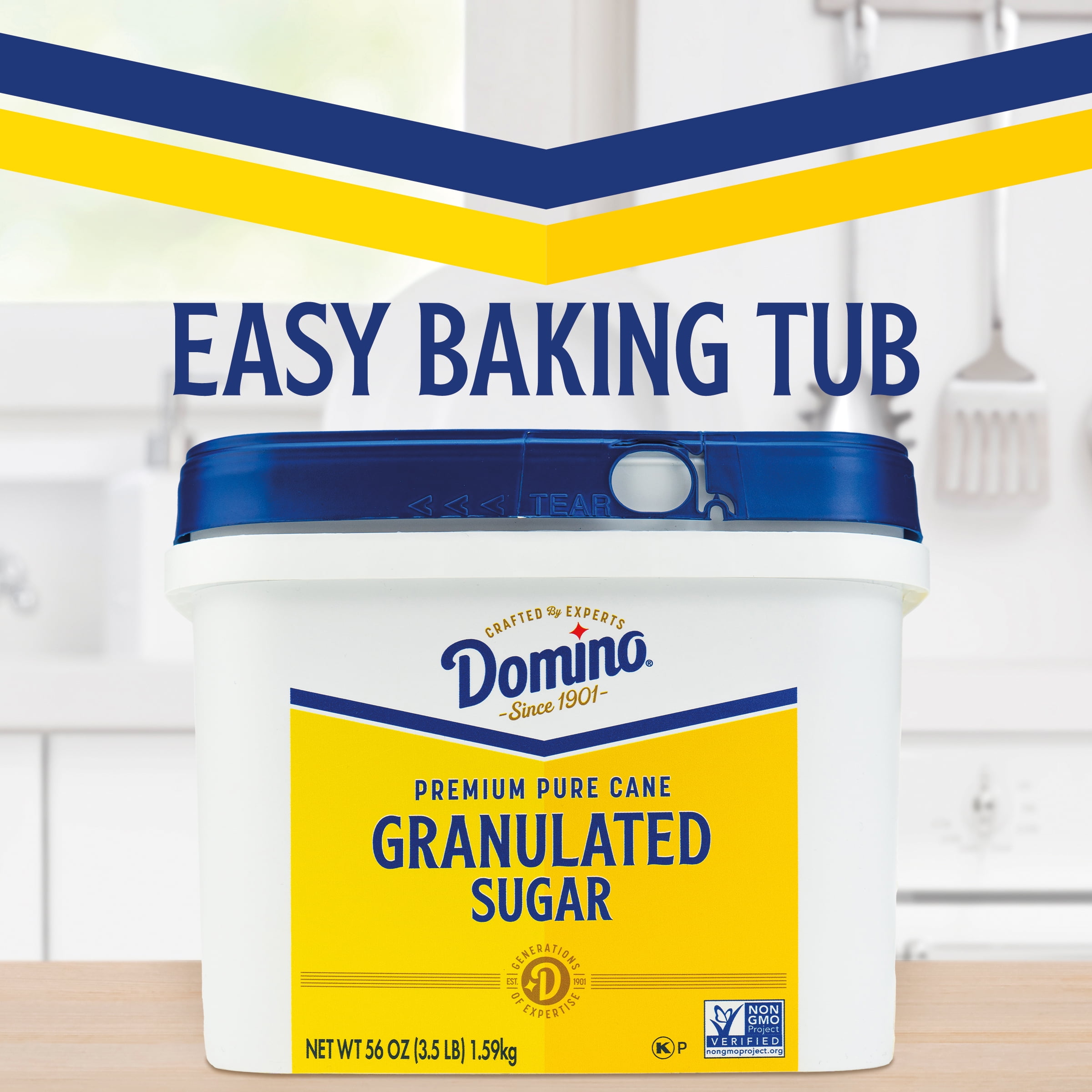 (6 pack) Domino Premium Pure Cane Granulated Sugar, 3.5 lb Tub